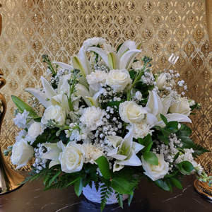 Deluxe white roses and flowers arrangement WHITE ANGEL