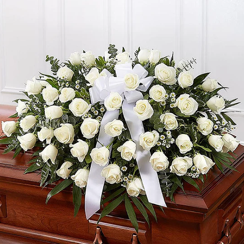 FIVE DOZEN White Roses Casket Flowers